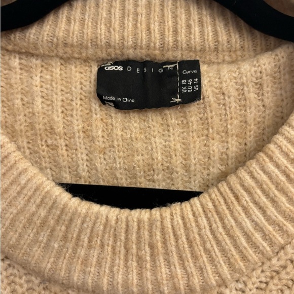 Women’s ASOS Curve Cream Round Neck Long Sleeve Sweater Size 14 - Picture 3 of 5